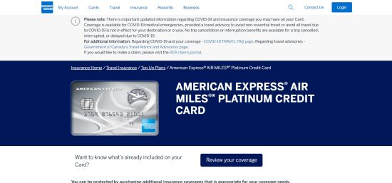 American Express Air Miles Platinum Credit Card