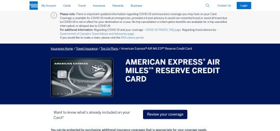 American Express Air Miles Reserve Credit Card