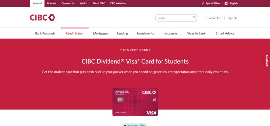CIBC Dividend Visa Card for Students