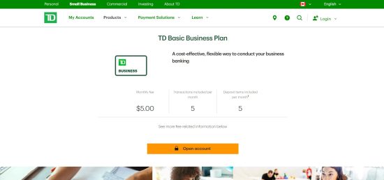 TD Basic Business Plan Account